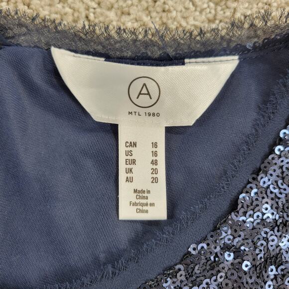 Addition Elle Sequin T-shirt Dress Womens 16 Blue Crew Neck Back Zip - Picture 2 of 12